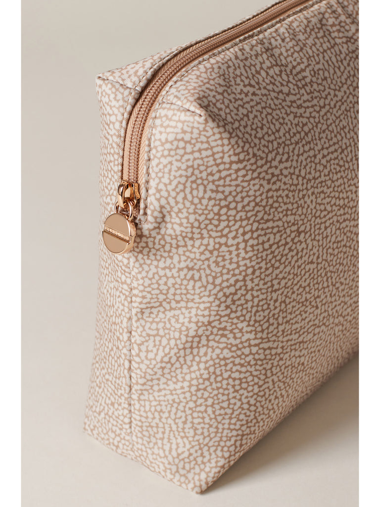 Recycled OP Fabric and Leather Pouch - CLASSICA TOILETRY BAG MEDIUM - Borbonese