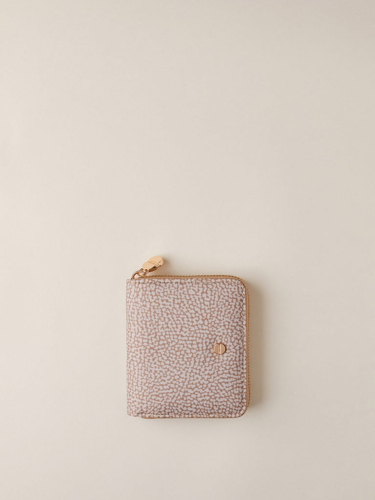 Zip Around di Tessuto Riciclato OP e Pelle - PORTAFOGLIO CLASSICA MEDIUM - Borbonese