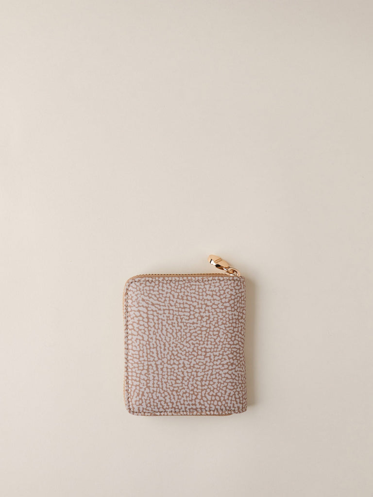 Zip Around di Tessuto Riciclato OP e Pelle - PORTAFOGLIO CLASSICA MEDIUM - Borbonese