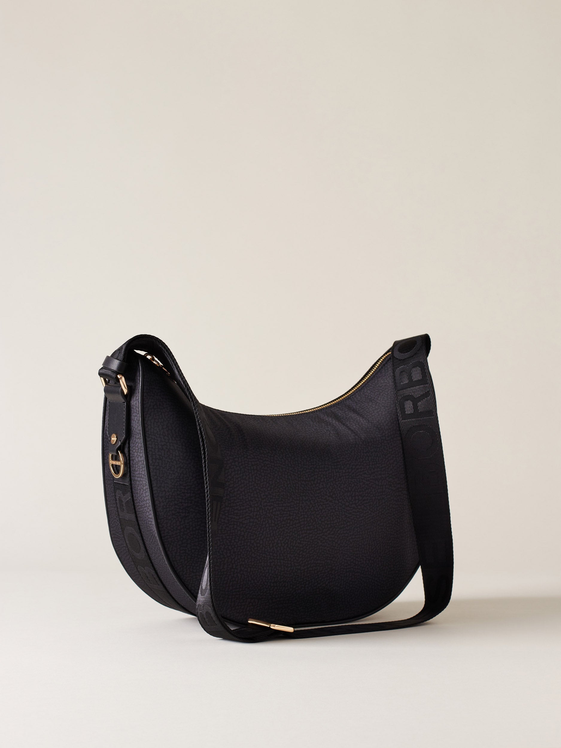 Borbonese 66 Luna Bag Middle Dark Black_3