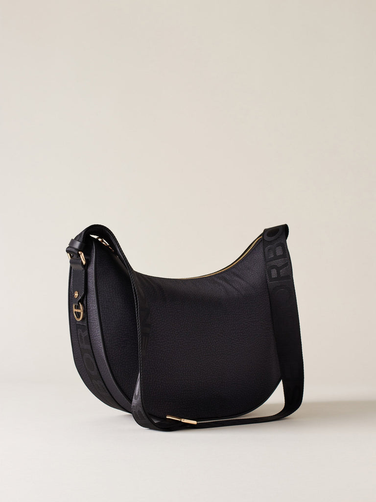 Borbonese 66 Luna Bag Middle Dark Black_3